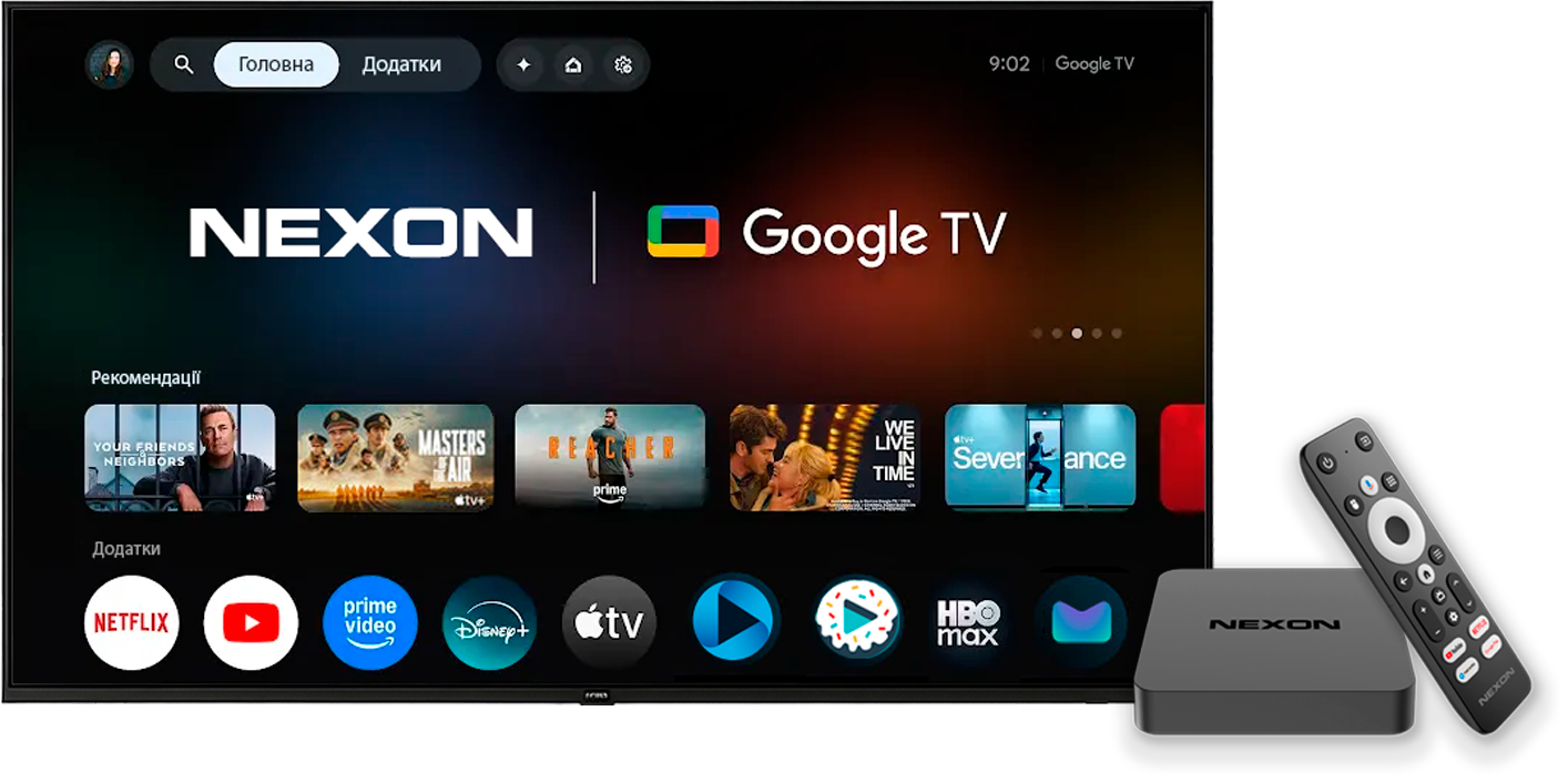 Телевізор із Google TV та приставка NEXON